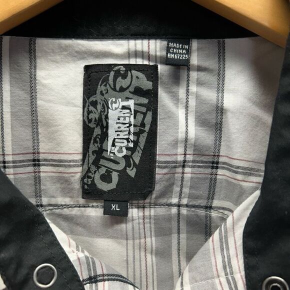 Current Black and White Plaid Pearl Button Western Extra Large (XL) - Picture 4 of 5